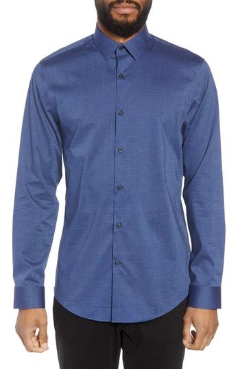 Men's Calibrate Trim Fit Dot Sport Shirt - Blue