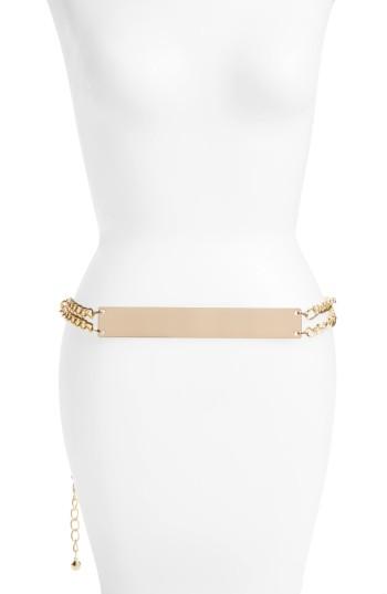 Women's Amici Accessories Bar Chain Belt, Size - Gold