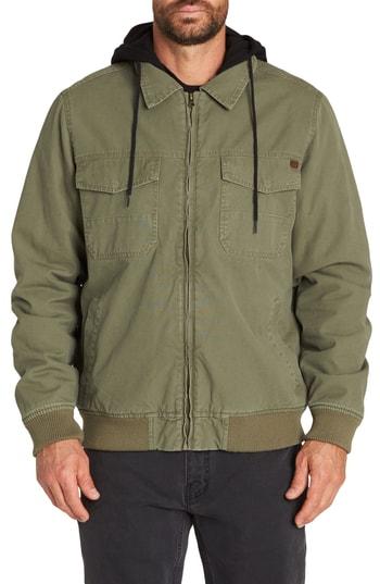 Men's Billabong Barlow Hooded Twill Jacket - Green