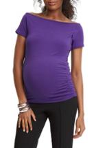 Women's Stowaway Collection Off The Shoulder Maternity/nursing Top - Purple