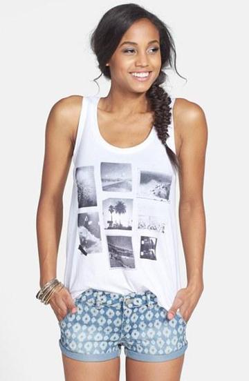Malibu Native 'photos' Graphic Tank (juniors) White