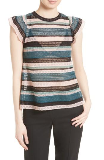 Women's M Missoni Metallic Lace Ribbon Top Us / 38 It - Blue/green