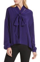 Women's Dvf Jessamine Tie Neck Silk Blouse - Purple