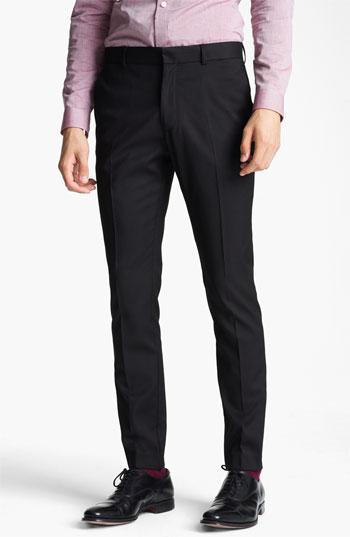 Topman 'text' Skinny Flat Front Trousers