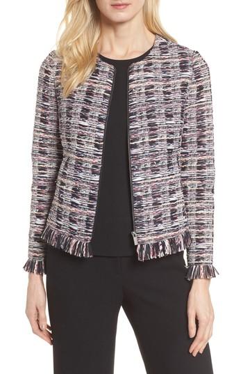 Women's Emerson Rose Zip Front Tweed Jacket - Black