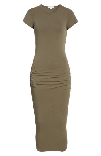 Women's James Perse Ruched Stretch Cotton Dress - Brown