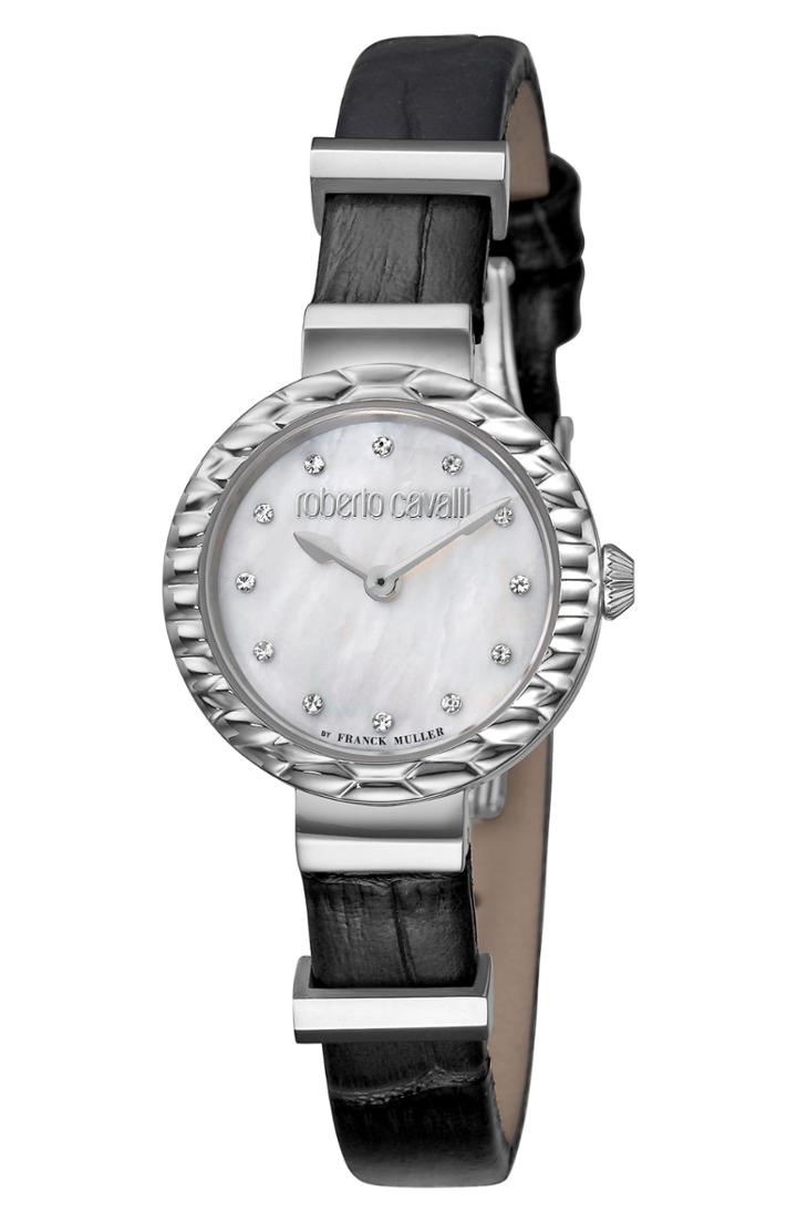 Women's Roberto Cavalli By Franck Muller Scala Diamond Leather Strap Watch, 26mm