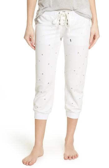 Women's David Lerner Distressed Crop Lounge Pants - White