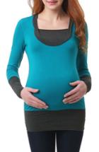 Women's Kimi And Kai Willow Hooded Maternity Top - Blue/green