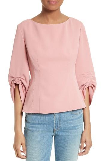Women's Tibi Twill Smocked Sleeve Top - Pink