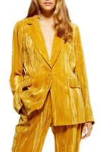 Women's Topshop Crinkled Velvet Trousers Us (fits Like 0-2) - Yellow