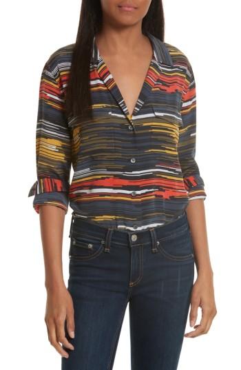 Women's Equipment Ansley Print Silk Shirt - Grey