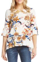Women's Kane Kane Ruffle Hem Floral Top - White