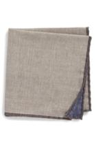 Men's Eleventy Solid Wool & Cotton Pocket Square, Size - Beige