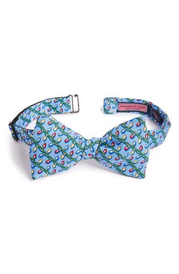 Men's Vineyard Vines Holiday Lights Silk Bow Tie, Size - Blue