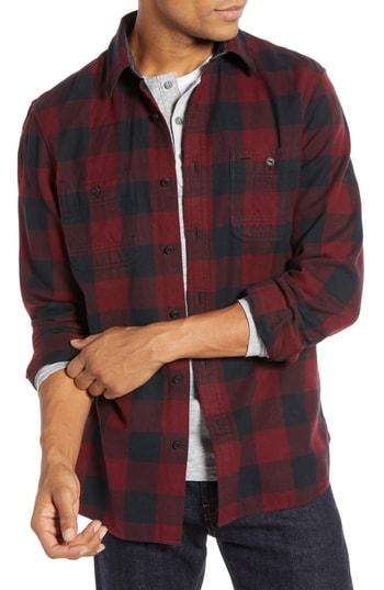 Men's 1901 Regular Fit Workwear Plaid Flannel Shirt - Burgundy