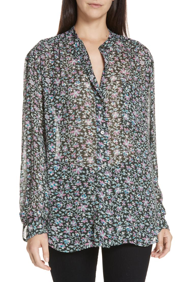 Women's Isabel Marant Etoile Jaws Print Blouse Us / 36 Fr - Black