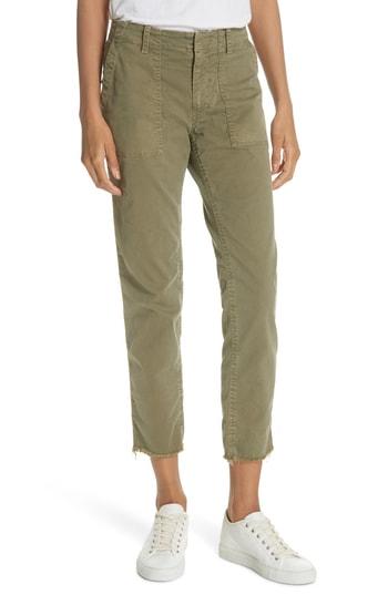 Women's Nili Lotan Jenna Side Tape Crop Pants - Green