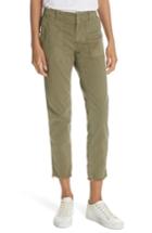 Women's Nili Lotan Jenna Side Tape Crop Pants - Green