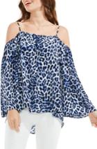 Women's Vince Camuto Leopard Song Off The Shoulder Top - Blue