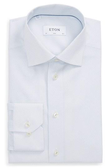 Men's Eton Slim Fit Print Sport Shirt - Blue