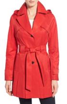 Women's Via Spiga 'scarpa' Hooded Single Breasted Trench Coat - Red