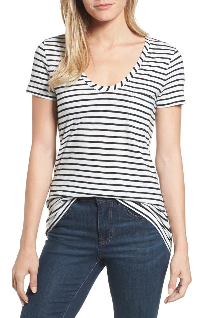 Petite Women's Caslon Short Sleeve Cotton Blend Tee P - Ivory