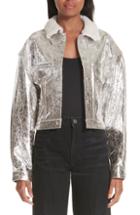 Women's Simon Miller Metallic Leather Jacket With Genuine Shearling Collar