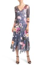 Women's Komarov Foral Print Lace Inset Dress - Blue
