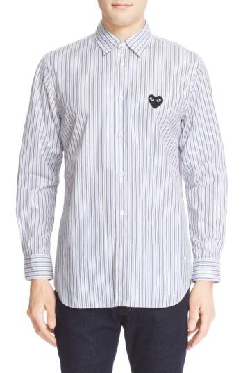 Men's Comme Des Garcons Play Trim Fit Stripe Sport Shirt