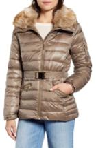Women's Michael Michael Kors Faux Fur Puffer Jacket - Beige
