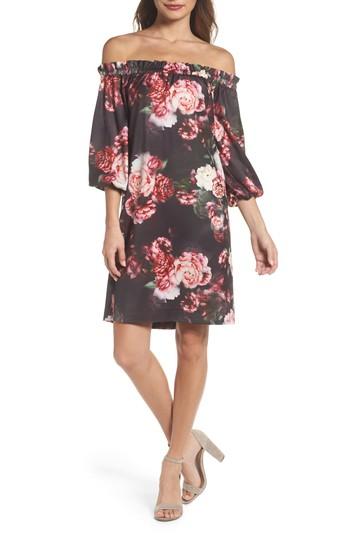 Women's Felicity & Coco Print Off The Shoulder Shift Dress - Black