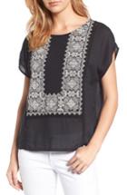 Women's Lucky Brand Embroidered Mixed Media Top