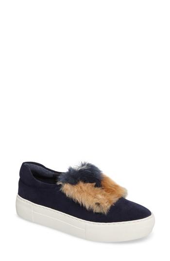 Women's Jslides Alexi Faux Fur Slip-on Sneaker .5 M - Blue