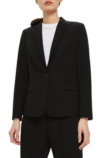 Women's Topshop Single Breasted Suit Jacket Us (fits Like 0-2) - Black