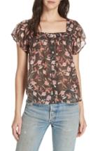 Women's Dolan Tali Square Neck Print Top - Black