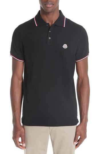 Men's Moncler Maglia Pique Polo, Size - Black