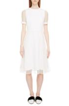 Women's Givenchy Sheer Overlay Stretch Cady Dress Us / 34 Fr - White