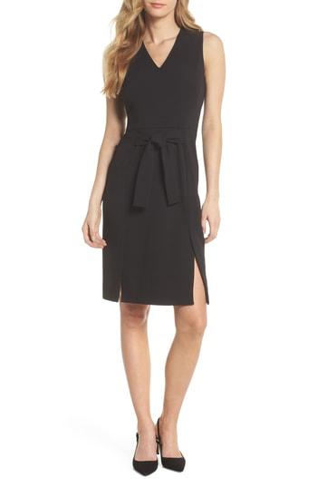 Petite Women's Vince Camuto Scuba Crepe Sheath Dress P - Black