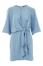 Women's Topshop Tie Front Minidress Us (fits Like 2-4) - Blue