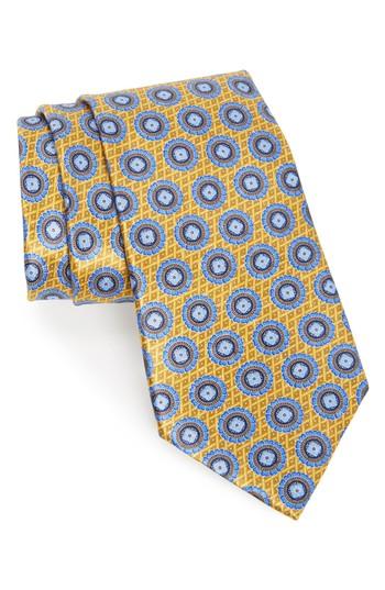 Men's Ermenegildo Zenga Medallion Silk Tie, Size - Yellow