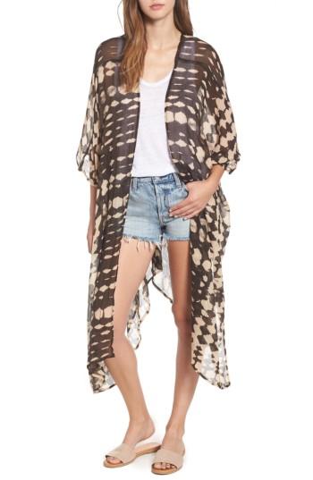 Women's Sole Society Tie Dye Kimono, Size - Black