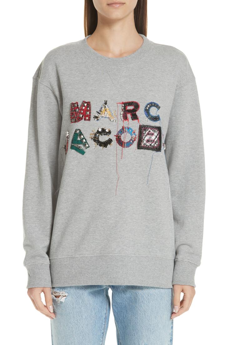 Women's Marc Jacobs Logo Embellished Sweatshirt - Grey