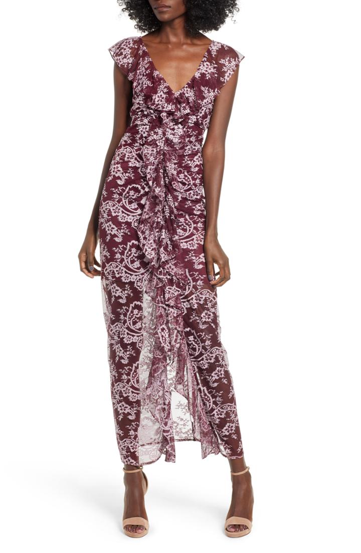 Women's Wayf Marie Ruffle Maxi Dress, Size - Burgundy
