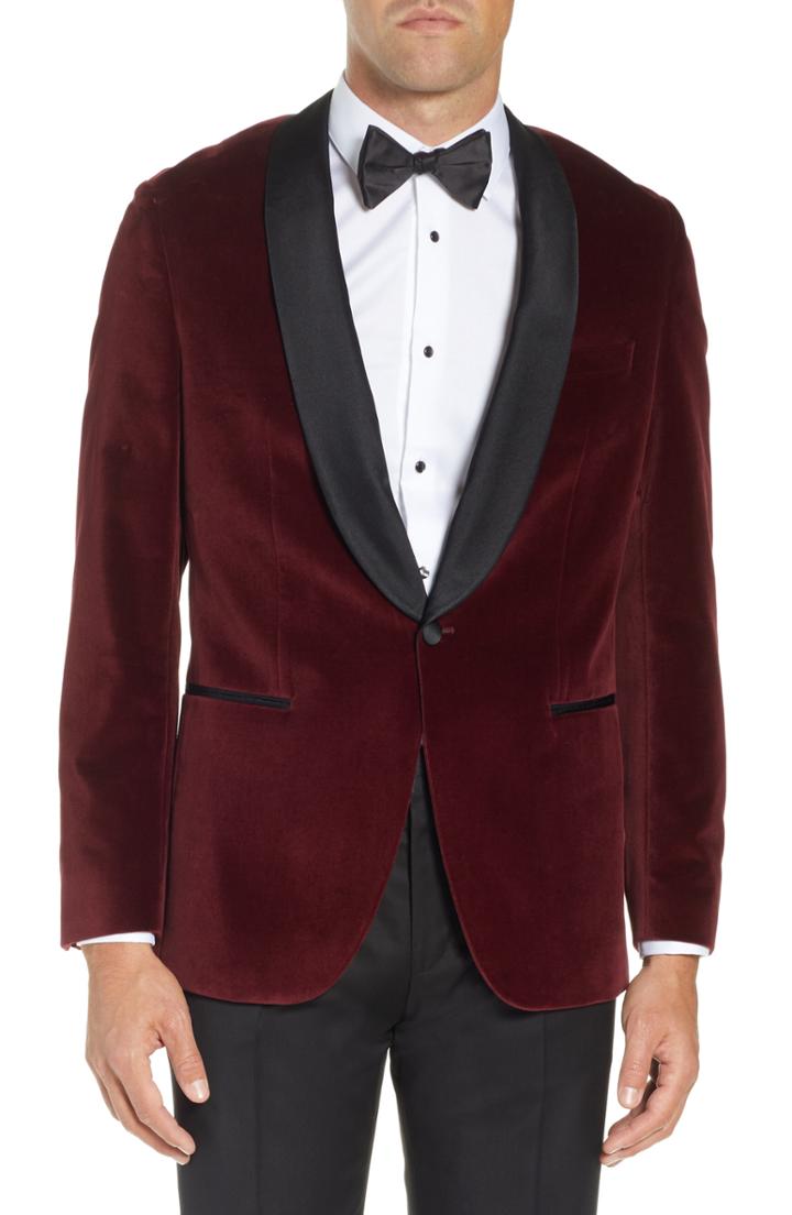 Men's Boss Hockley Slim Fit Velvet Cotton Dinner Jacket R - Purple