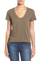 Petite Women's Caslon Relaxed Slub Knit U-neck Tee P - Green