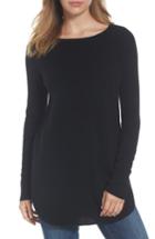 Women's Halogen Shirttail Wool & Cashmere Boatneck Tunic - Black