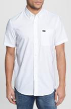 Men's Rvca 'that'll Do' Slim Fit Short Sleeve Oxford Shirt - White