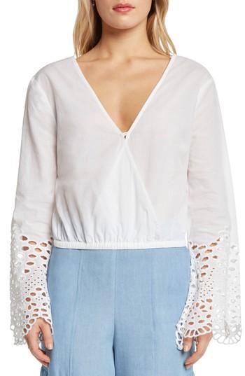 Women's Willow & Clay Poplin Faux Wrap Top - White