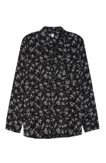 Women's Bp. Gathered Back Print Shirt - Black